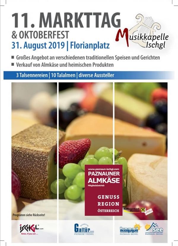11. Markttag der Genussregion Paznauner Almkäse am 31.08.2019 